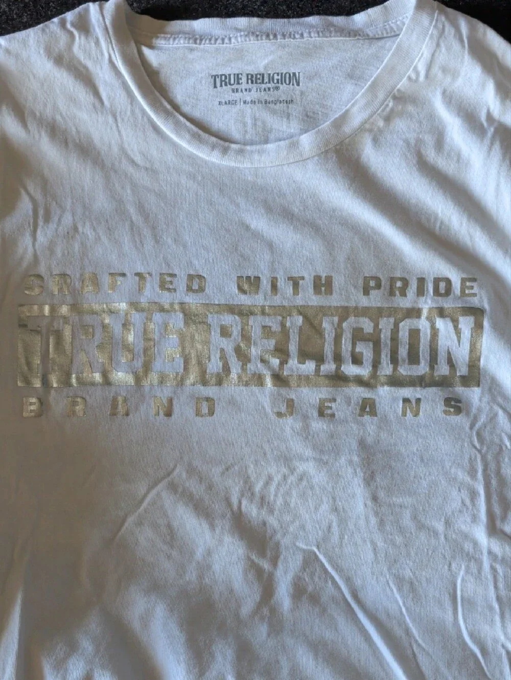 True Religion White Short-Sleeve Tee with Metallic Logo